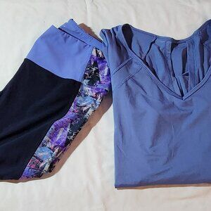 Bally yoga set sz L XL blue black EUC